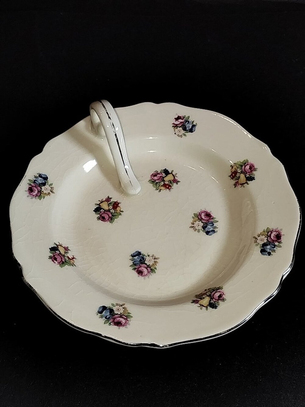 Vintage Moriyama Floral Nappy Dish Handpainted Lemon Tea Serving